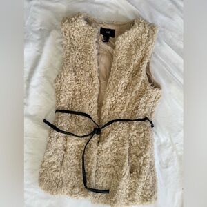 H&M Women's Tan Textured Vest with Black Tie